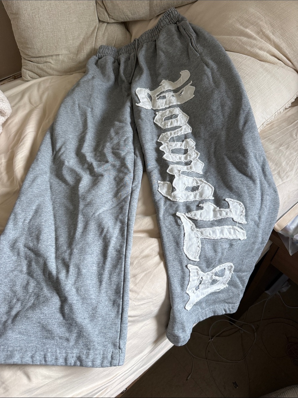 YoungLA Gray Sweatpants with White Script Logo